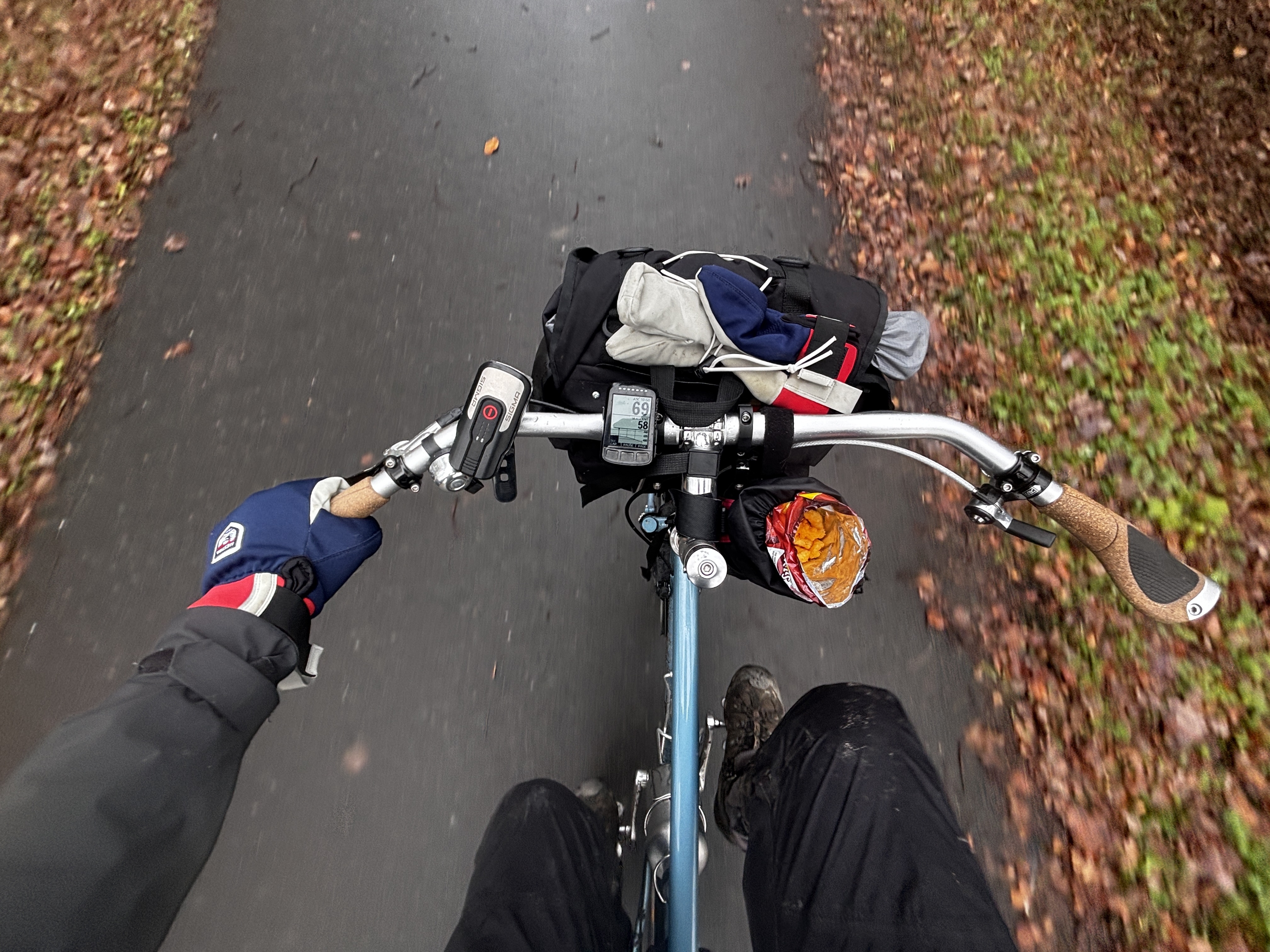 Bike cockpit on my way back - powered by lays grills